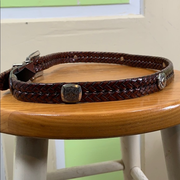 Brighton belt size 30 braided leather w/ conchos - Picture 2 of 5